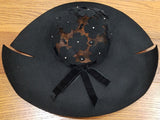 Black Wide Brim Hat with Mesh and Rhinestones