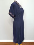 Navy Blue Dress with Trim AS-IS <br> (B-43" W-38" H-46")