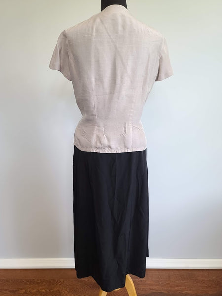 Gray Blouse & Black Skirt Outfit <br> (B-42" W-32" H-43")