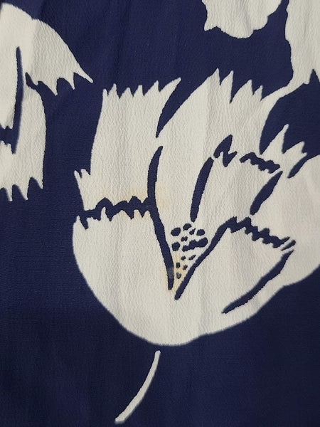 Navy Blue with White Flowers Dress (as-is) <br> (B-39" W-29" H-41")