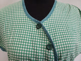 Green Check Print Button Down Dress <br> (B-42" W-34" H-41")