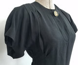 Black Rayon Dress with Army Eagle Button <br> (B-33" W-24" H-33")