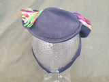 Dark Blue Tilt Hat with Colorful Yarn