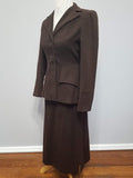Brown Wool Skirt Suit <br> (B-35" W-27" H-37")