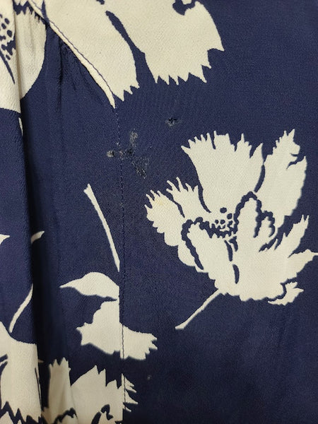Navy Blue with White Flowers Dress (as-is) <br> (B-39" W-29" H-41")