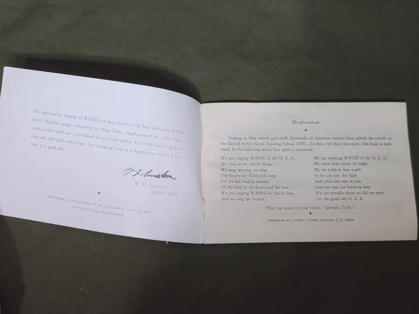 WAVES Song Book "Navy, Full Speed Ahead!"