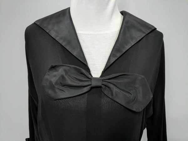 Black Rayon Dress with Peplum <br> (B-43" W-32" H-42")