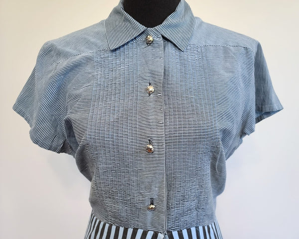 Blue Striped Dress <br> (B-44" W-38" H-48")