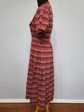 German Red Print Dirndl Dress <br> (B-35.5" W-27" H-45")