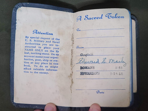 US Military New Testament & Psalms Bible 1941