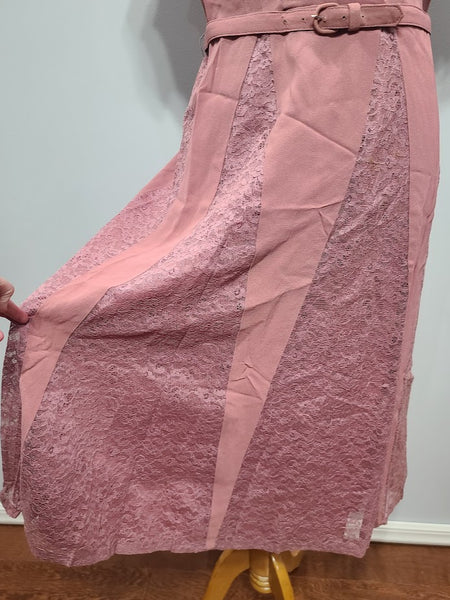 Pink Dress with Lace Inserts <br> (B-43" W-31" H-43")
