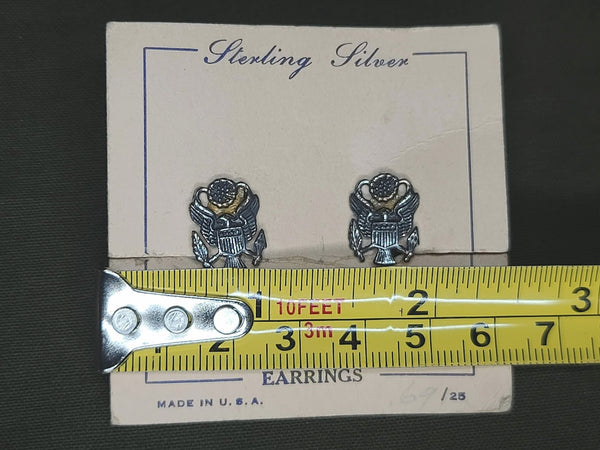 US Army Eagle Screw Back Earrings on Card