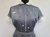Gray Iridescent Flower Print Dress <br> (B-40" W-29" H-48")
