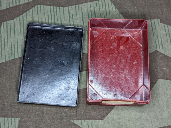 Red and Black Bakelite Box with Label Slot