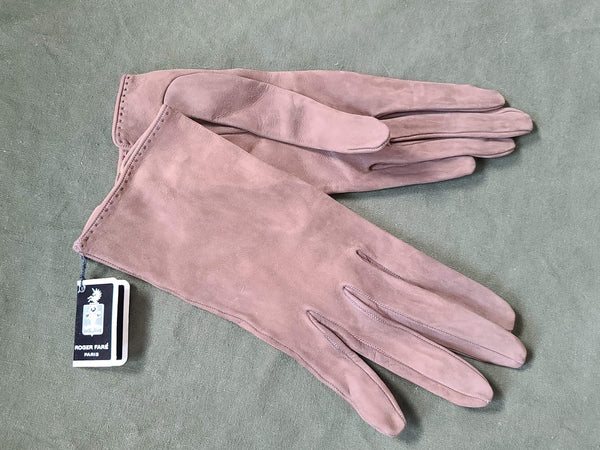 French Suede Calfskin Gloves with Original Tags (Size 6 1/2)