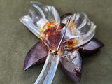 Lucite and Wood Flower Pin