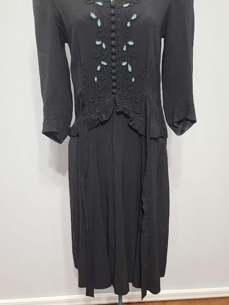 Black Dress with Beading and Soutache <br> (B-35" W-30" H-36")