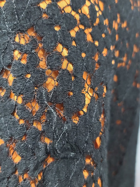 German Black and Orange Lace Dress <br> (B-37" W-35" H-37")