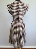 White & Brown Plaid Sleeveless Dress <br> (B-33" W-26" H-39")