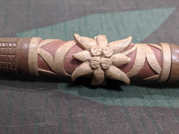 Edelweiss Carved Wood Needle Holder
