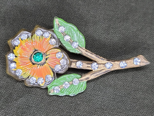 Colorful Rhinestone Flower Pin