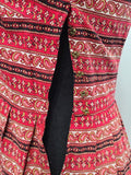 German Red Print Dirndl Dress <br> (B-35.5" W-27" H-45")