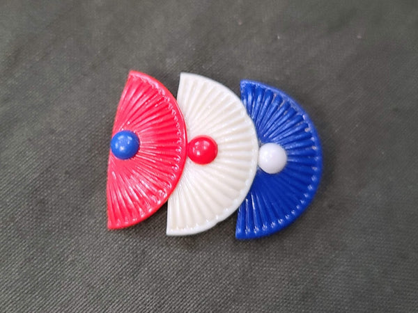 Vintage 1940s Red White Blue Patriotic Fan Design Pin