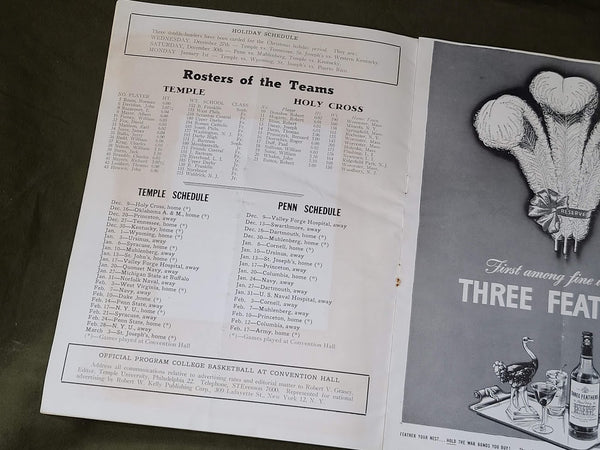 1944 Basketball Program with WAVE on the Cover