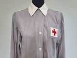 Red Cross Gray Lady Seersucker Uniform Dress & Hat <br> (B-44" W-39" H-46")