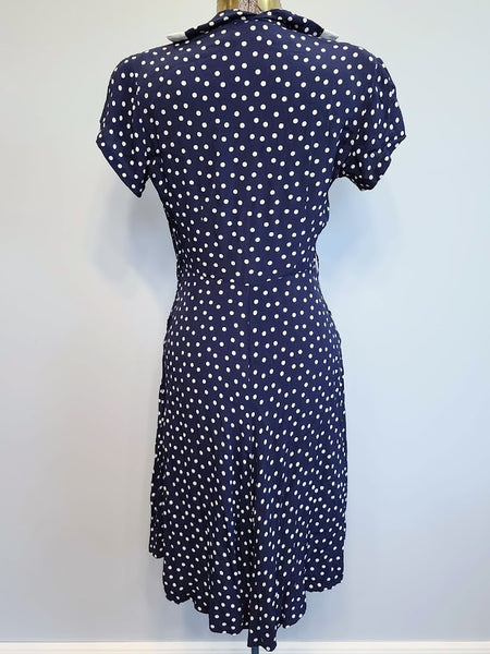 Dark Blue Polka Dot Dress <br> (B-35" W-27.5" H-35.5")