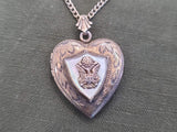 Decorative Army Eagle Sweetheart Heart Locket Necklace