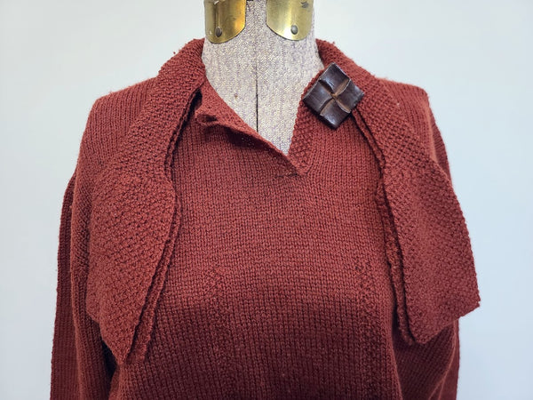 Dark Red Knit Sweater and Skirt Set <br> (B-42" W-24"-30" H-42")