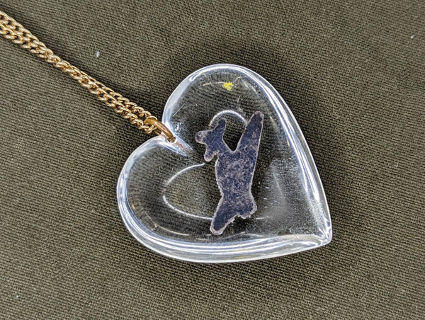 Lucite Airplane Heart Necklace