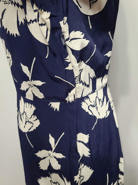 Navy Blue with White Flowers Dress (as-is) <br> (B-39" W-29" H-41")