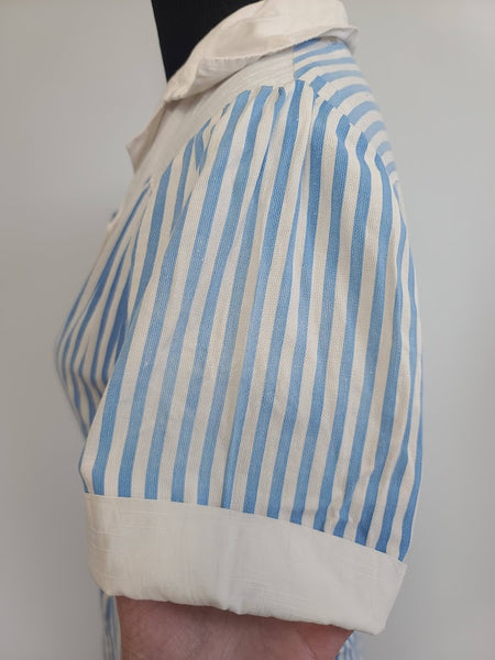 Blue and White Stripe Dress <br> (B-40" W-34.5" H-40")