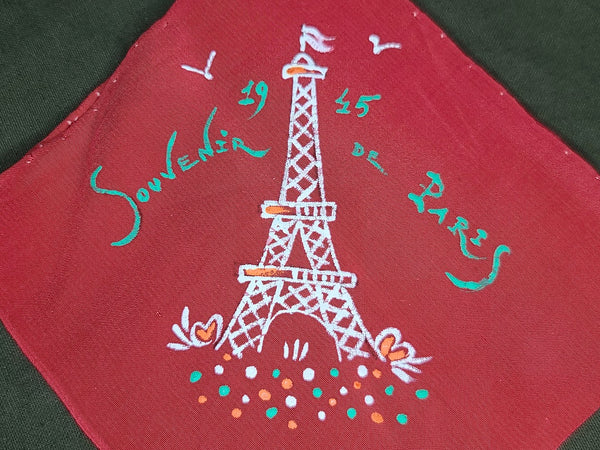 Souvenir of Paris 1945 Red Hankie