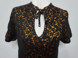 German Black and Orange Lace Dress <br> (B-37" W-35" H-37")