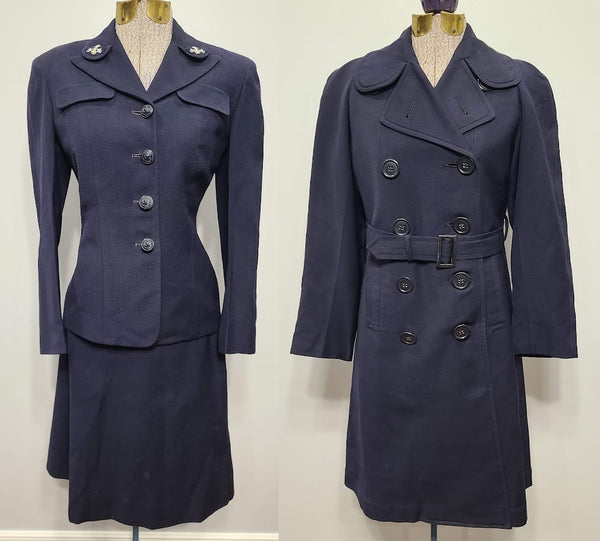 Navy WAVES Uniform and Overcoat with Liner (Named) <br> (B-34" W-24" H-35")