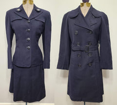Navy WAVES Uniform and Overcoat with Liner (Named) <br> (B-34" W-24" H-35")