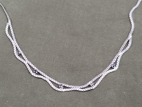 835 Silver Necklace Dark Stones Sapphire?