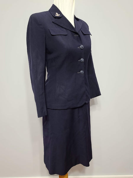 Navy WAVES Uniform: Jacket and Skirt <br> (B-34" W-26" H-36")
