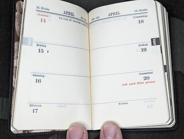 Sonne Brikett 1940 NSDAP Pocket Calendar (with Other Helpful Info)