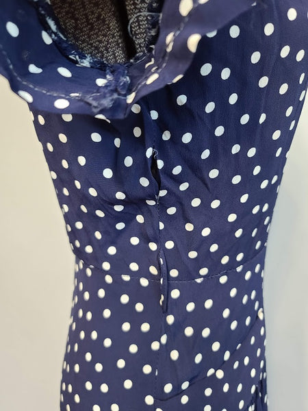 Dark Blue Polka Dot Dress <br> (B-35" W-27.5" H-35.5")