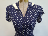 Dark Blue Polka Dot Dress <br> (B-35" W-27.5" H-35.5")