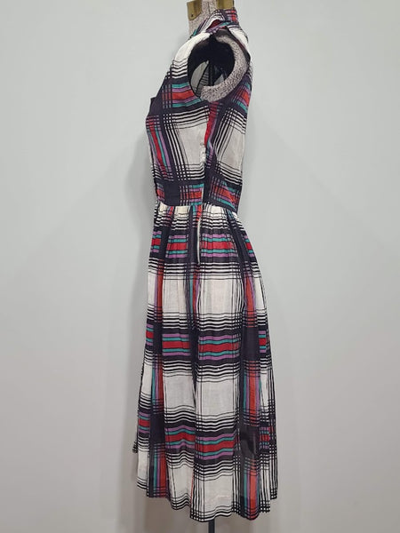 Colorful Plaid Sleeveless Dress <br> (B-36" W-25" H-41")