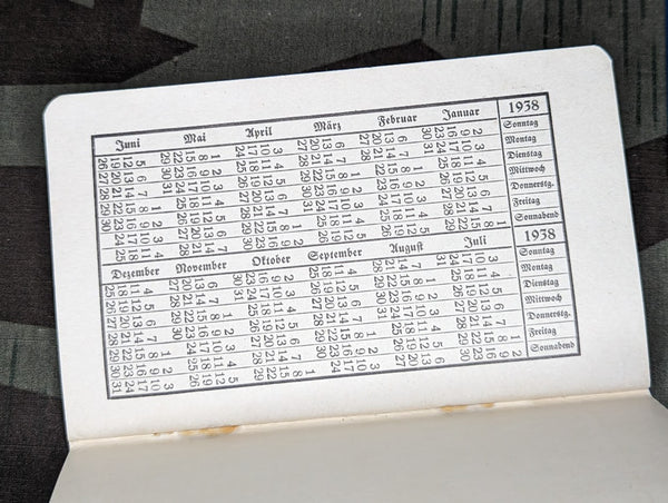 German Notebook with 1937/1938 Calendar