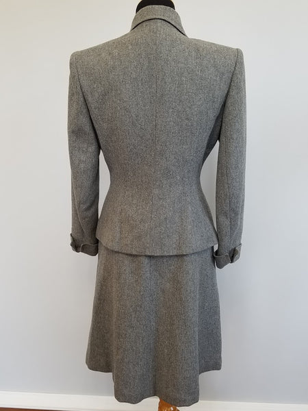 Gray Wool Skirt Suit <br> (B-37" W-26" H-39")