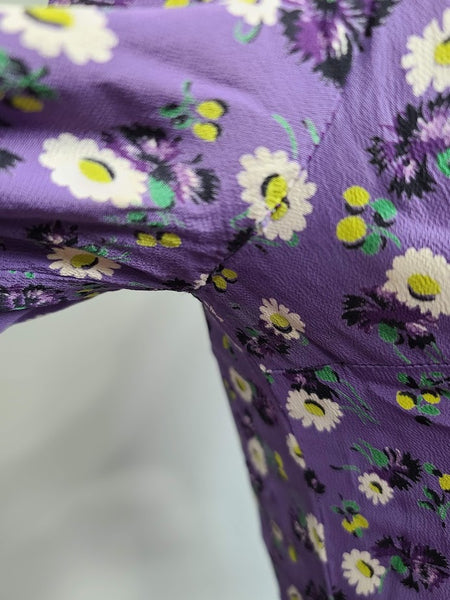 Purple Flower Print Dress <br> (B-35" W-26" H-33")