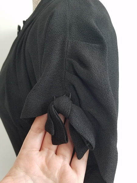 Black Rayon Dress with Army Eagle Button <br> (B-33" W-24" H-33")