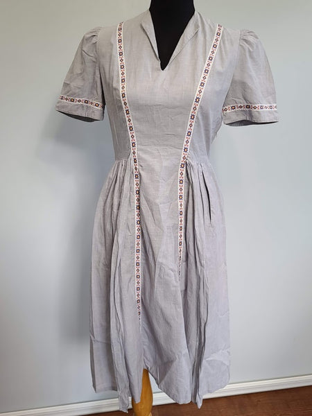 Gray Dress with Embroidered Ribbon <br> (B-37" W-28" H-42")